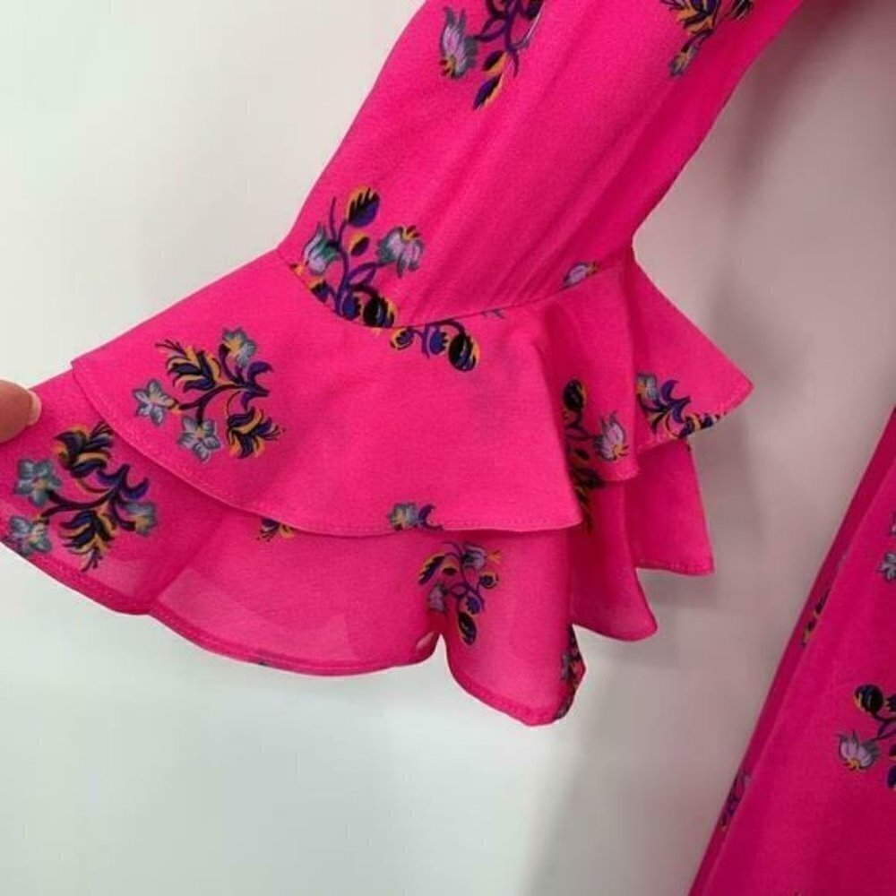 DVF Diane von Furstenberg Ruffle Floating Lily Ranunculus dress shift pink new S - Picture 3 of 7